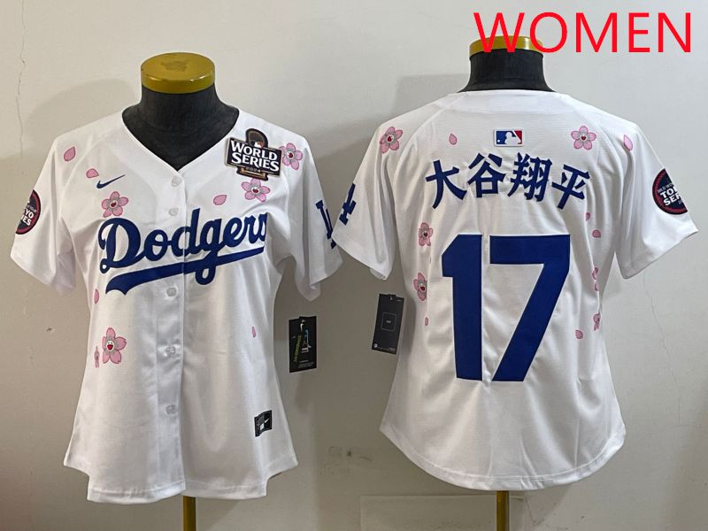 Women Los Angeles Dodgers #17 Ohtani White Sakura Edition 2025 Nike MLB Jersey style 11